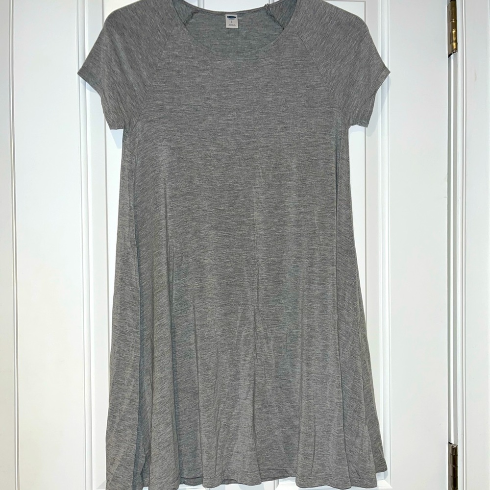 2/$15 Old Navy heather gray short sleeve lightweight stretch knit A-line dress S